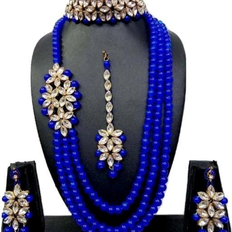 Classic Blue Alloy Women's Jewellery Set 