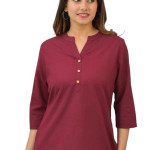 Red Women Cotton Short Length Kurtis