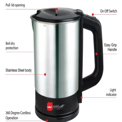 Cello Quick Boil - 900_ Electric Kettle??(1 L, Silver, Black)