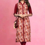Stylish Maroon Heavy American Crepe Kurtis