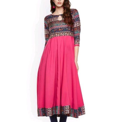 Designer Pink Printed Kurti