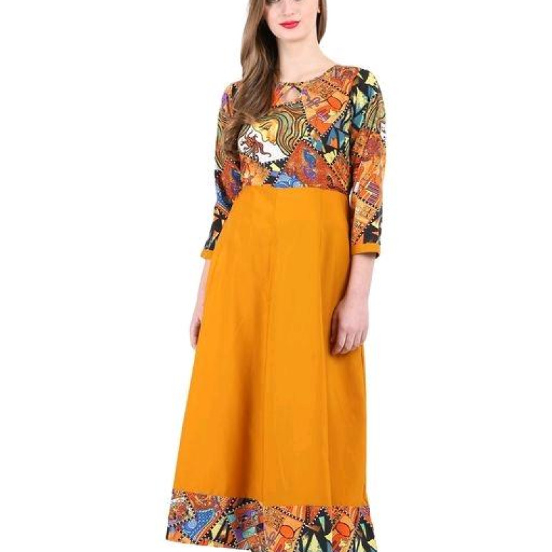 Designer Yellow Printed Kurti