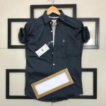 Seasons Men Navy Normal Fit Full Sleeves Shirt
