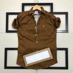 Seasons Men Brown Normal Fit Full Sleeves Shirt