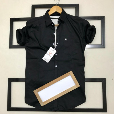 Seasons Men Black Normal Fit Full Sleeves Shirt