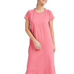 Pink Women's Relaxed Fit Cotton Nightdress 