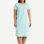 Blue Women's Cotton Knee Length Night Gown