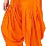 Orange Woman Plain Cotton Patiala Salwar