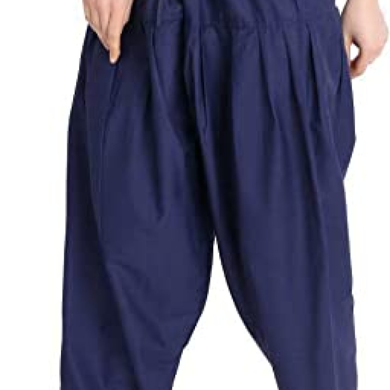 Navy Blue Woman Plain Cotton Patiala Salwar