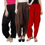 Classy Pack 3 Women's Cotton Full Stitched Readymade Patiala Salwar