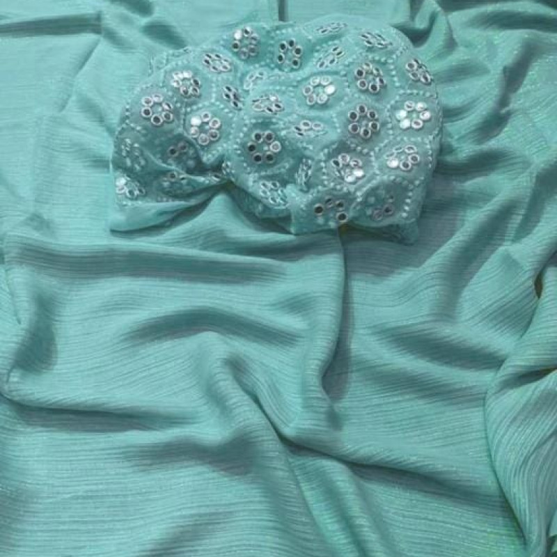 Alisha Blue Georgette Embroidered Sarees