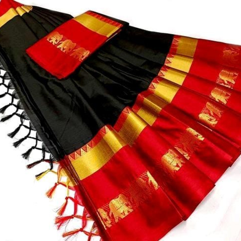 Jivika Classy Black Petite Cotton Silk Sarees
