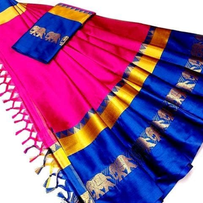 Jivika Designer Pink Petite Cotton Silk Sarees