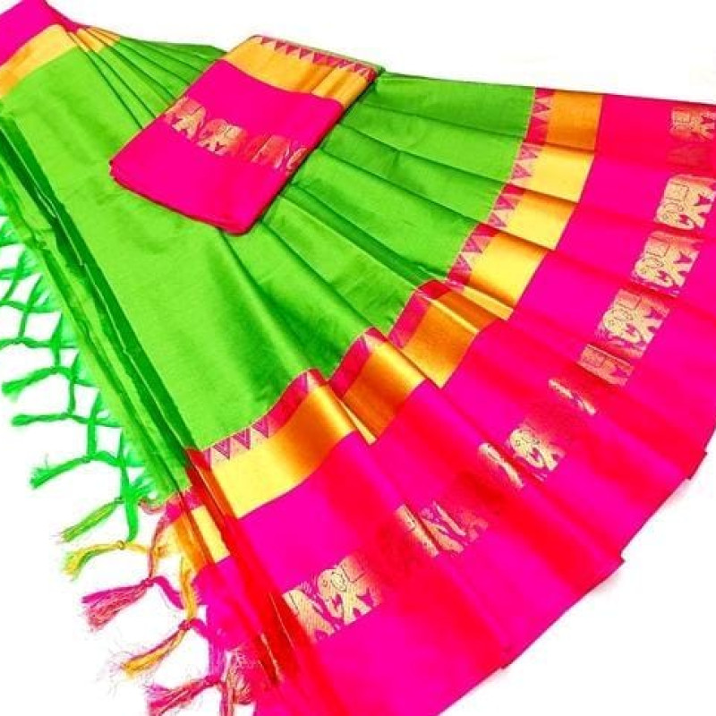 Jivika Designer Petite Cotton Silk Green Sarees