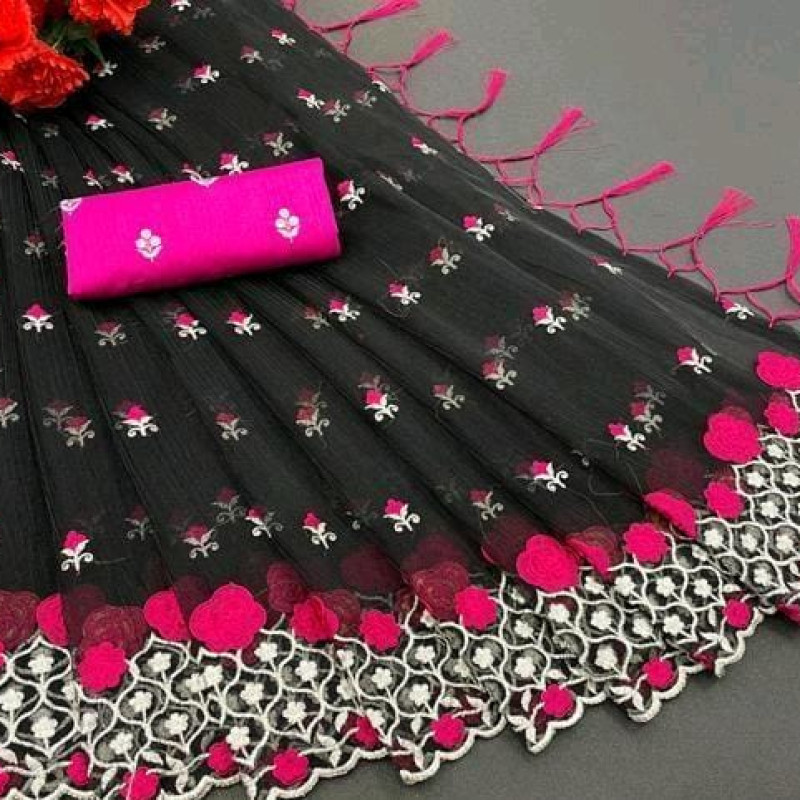 Alisha Sensational Black Super Net Sarees