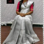 Grey Tissue Tassels and Latkans Saree With Blouse