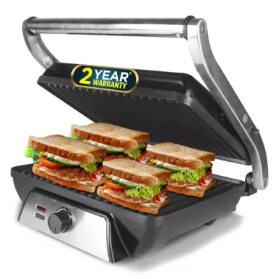 iBELL SM1201G Sandwich Maker, Electric, Floating Hinges, 4 Bread Big Size, Grill and Toast??(Silver, Black)