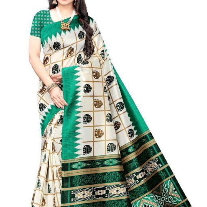 Best Women's White Check Printed Saree