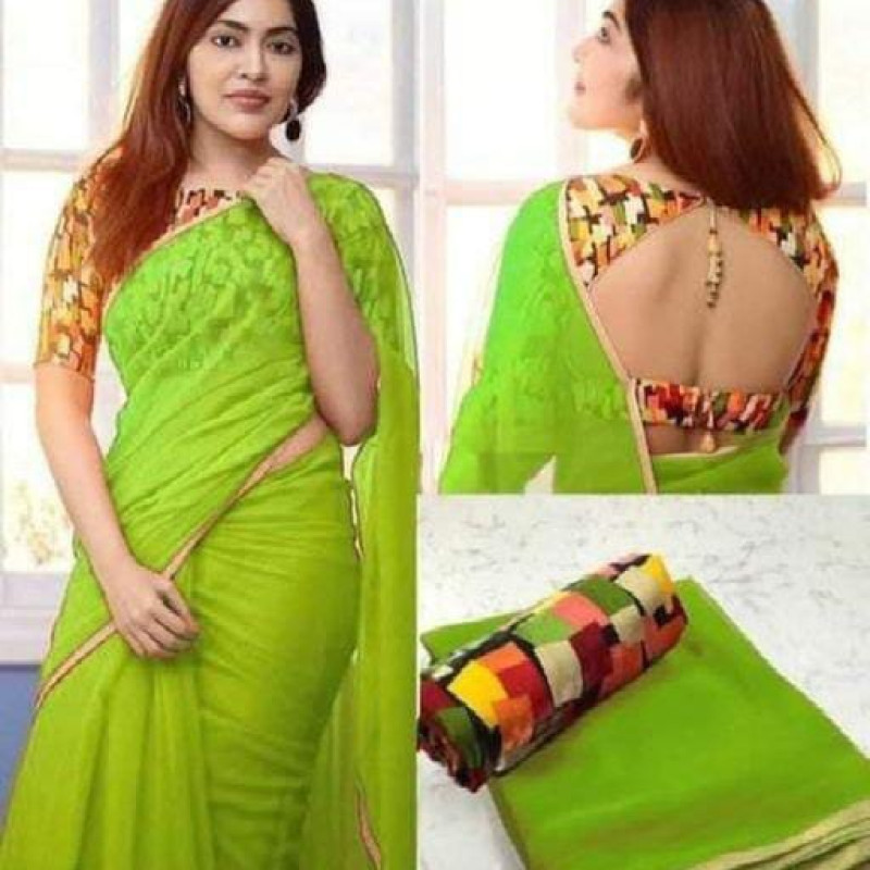 Adrika Alluring Green Georgette Sarees