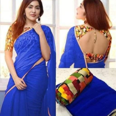Adrika Alluring Blue Georgette Sarees