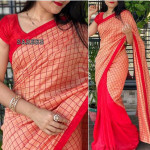 Jivika Sensational Georgette Red Checked Sarees