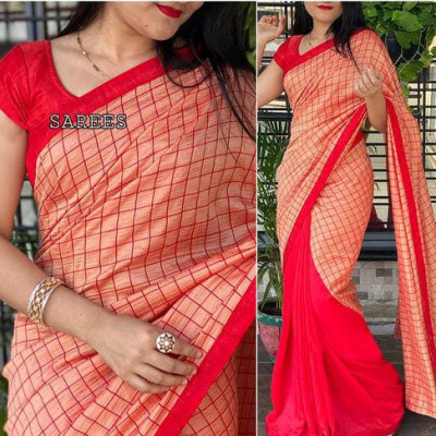 Jivika Sensational Georgette Red Checked Sarees