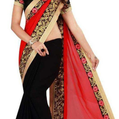 Myra Black Georgette Printed Sarees