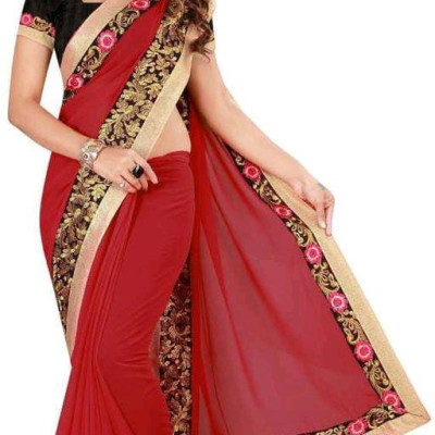 Myra Georgette Maroon Printed Sarees