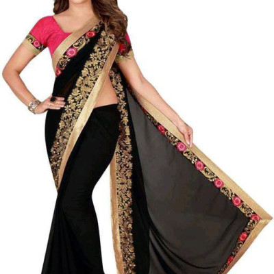 Myra Georgette Black Printed Sarees
