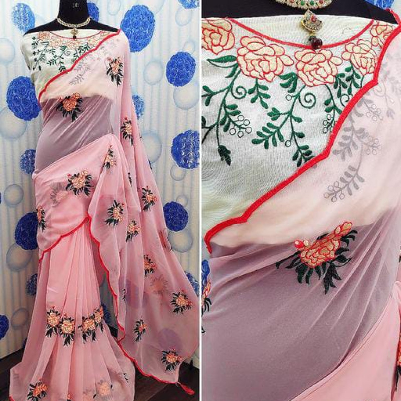 Chitrarekha Pretty Pink Embellished Sarees
