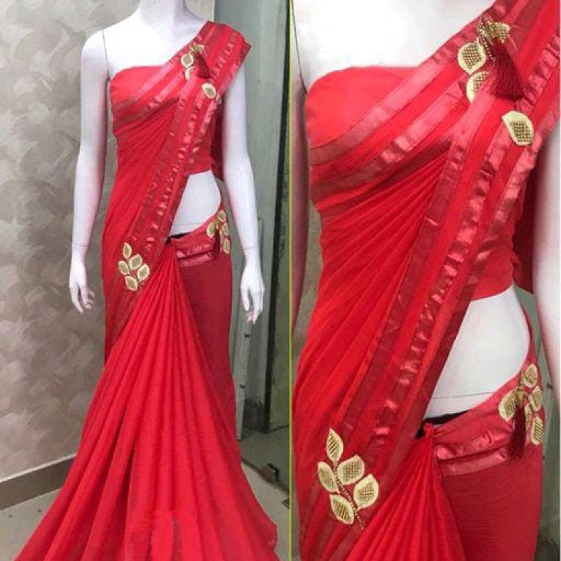 Abhisarika Refined Red Georgette Sarees
