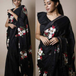 Diva Stunning Black Printed Women's Sarees