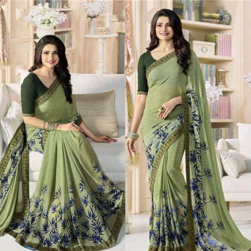 Banita Green Floral Printed Women Sarees
