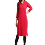 Classy Red Women Rayon Straight Kurti